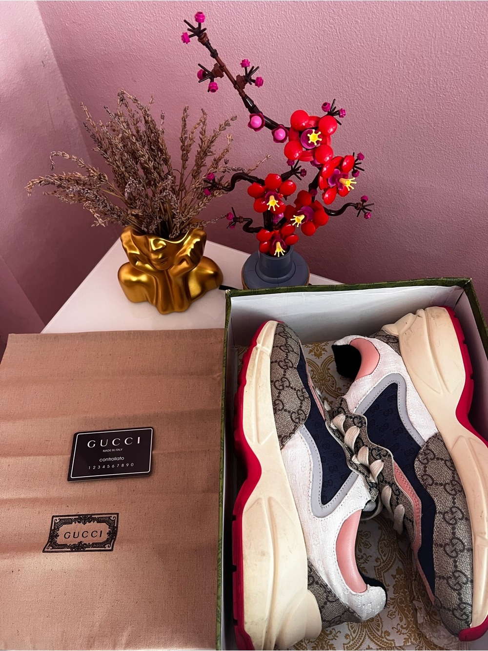 Gucci Chunky Women's Sneakers in Pink, Beige, Navy and Red